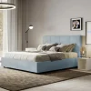 Letto 160x200 cm con Testata a Rettangoli in Microfibra Made in Italy - Brina
