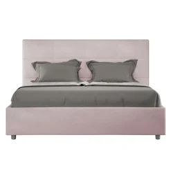 Letto 160x200 cm con Testata a Rettangoli in Microfibra Made in Italy - Brina