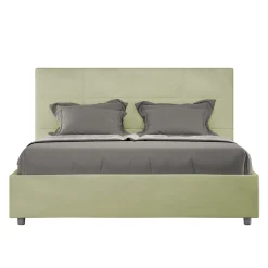 Letto 160x200 cm con Testata a Rettangoli in Microfibra Made in Italy - Brina