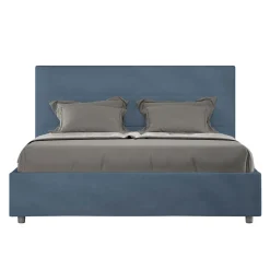 Letto 160x200 cm con Testata a Rettangoli in Microfibra Made in Italy - Brina