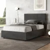 Letto 120x200 cm con Testata a Rettangoli in Microfibra Made in Italy - Brina