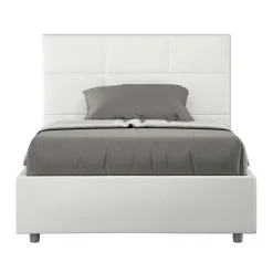 Letto 120x200 cm con Testata a Rettangoli in Similpelle Made in Italy - Brina