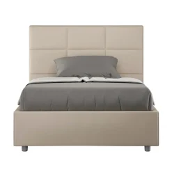 Letto 120x200 cm con Testata a Rettangoli in Similpelle Made in Italy - Brina
