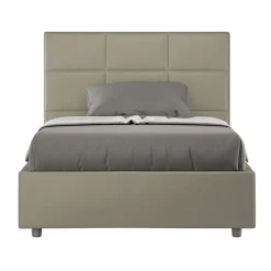 Letto 120x200 cm con Testata a Rettangoli in Similpelle Made in Italy - Brina