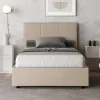 Letto 140x200 cm con Testata a Rettangoli in Similpelle Made in Italy - Brina