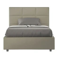 Letto 140x200 cm con Testata a Rettangoli in Similpelle Made in Italy - Brina