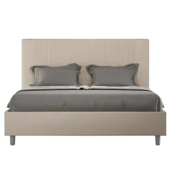 Letto 160x200 cm con Testata Decorata con Linee Verticali Made in Italy - Pattini