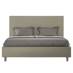 Letto 160x200 cm con Testata Decorata con Linee Verticali Made in Italy - Pattini