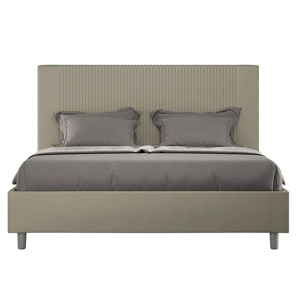 Letto 160x200 cm con Testata Decorata con Linee Verticali Made in Italy - Pattini