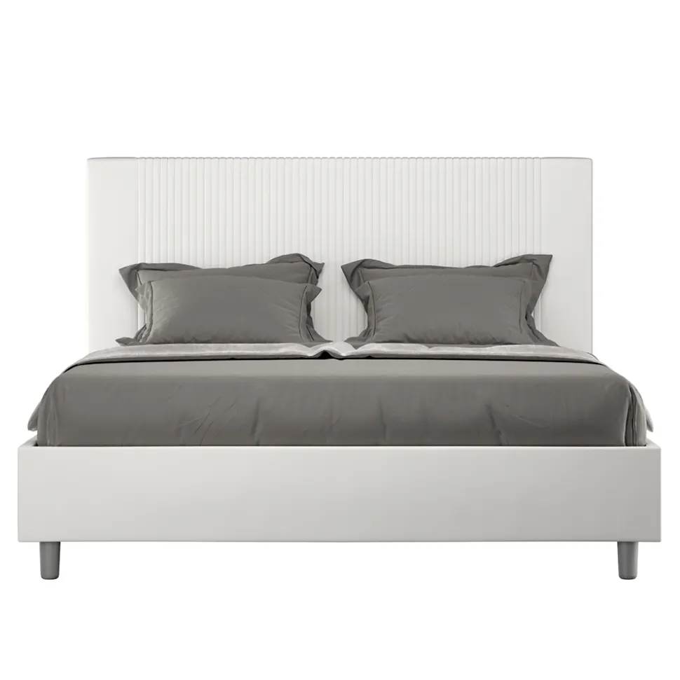 Letto 160x200 cm con Testata Decorata con Linee Verticali Made in Italy - Pattini