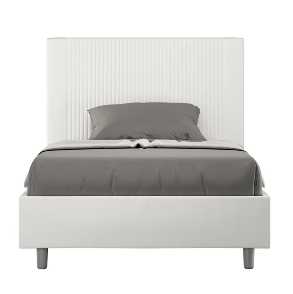 Letto 120x200 cm con Testata Decorata con Linee Verticali Made in Italy - Pattini