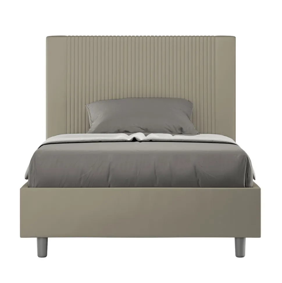 Letto 120x200 cm con Testata Decorata con Linee Verticali Made in Italy - Pattini