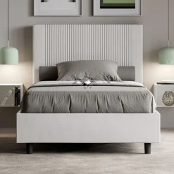 Letto 120x200 cm con Testata Decorata con Linee Verticali Made in Italy - Pattini