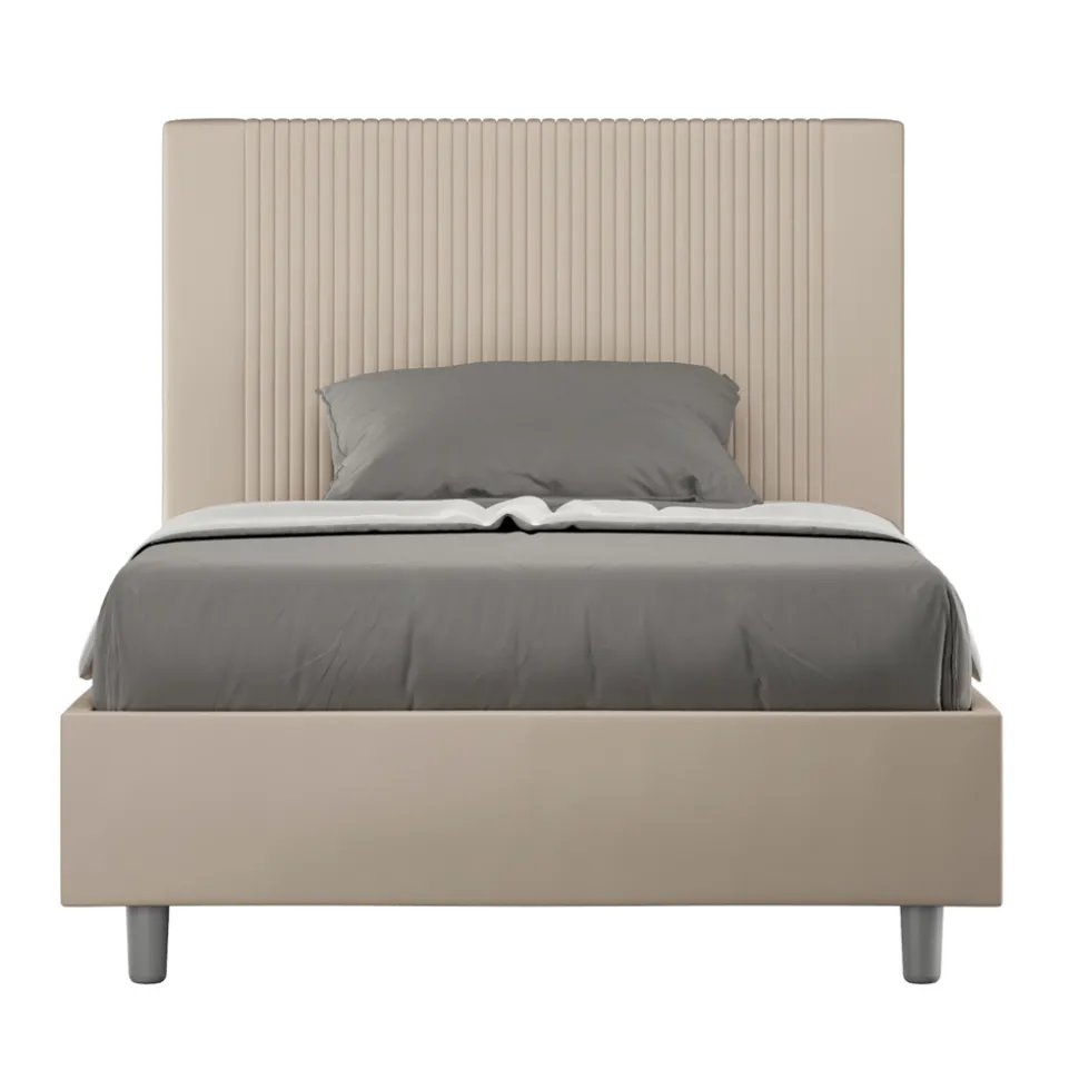 Letto 140x200 cm con Testata Decorata con Linee Verticali Made in Italy - Pattini
