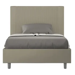 Letto 140x200 cm con Testata Decorata con Linee Verticali Made in Italy - Pattini