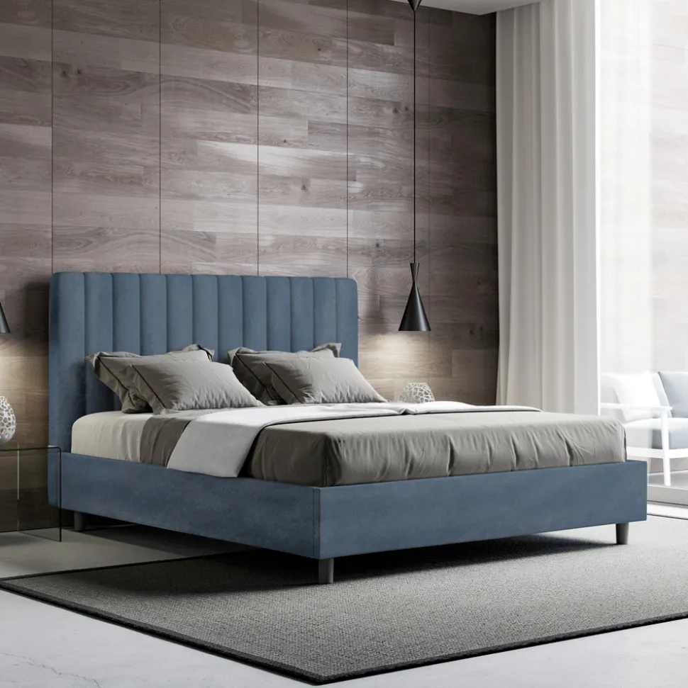 Letto 160x200 cm Microfibra con Linee Verticali Simmetriche Made in Italy - Guanto
