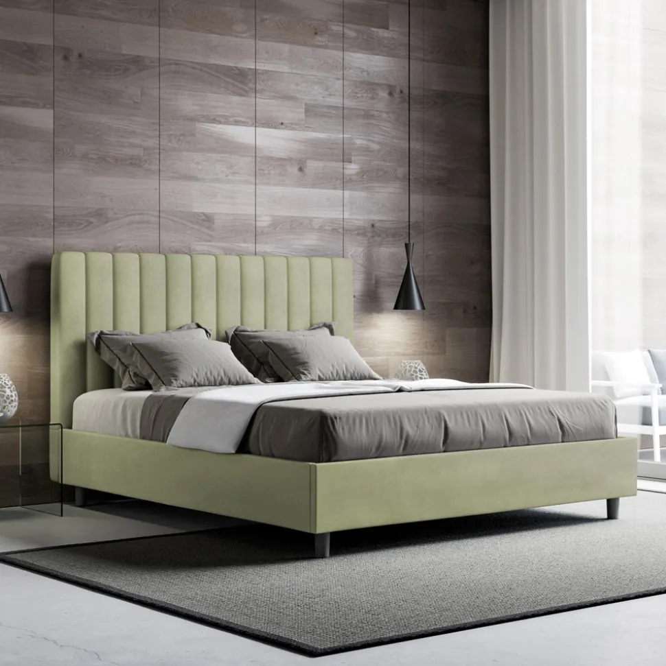 Letto 160x200 cm Microfibra con Linee Verticali Simmetriche Made in Italy - Guanto