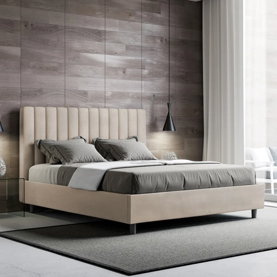 Letto 140x200 cm Microfibra con Linee Verticali Simmetriche Made in Italy - Guanto