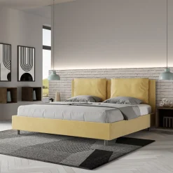 Letto 200x200 cm Testata con Cuscinatura in Microfibra Made in Italy - Olimpiadi