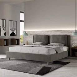 Letto 200x200 cm Testata con Cuscinatura in Microfibra Made in Italy - Olimpiadi