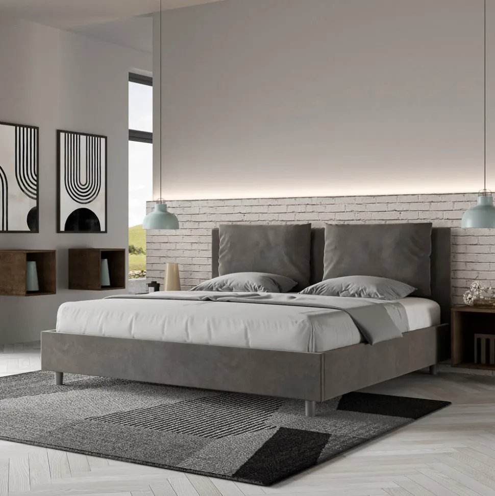 Letto 200x200 cm Testata con Cuscinatura in Microfibra Made in Italy - Olimpiadi
