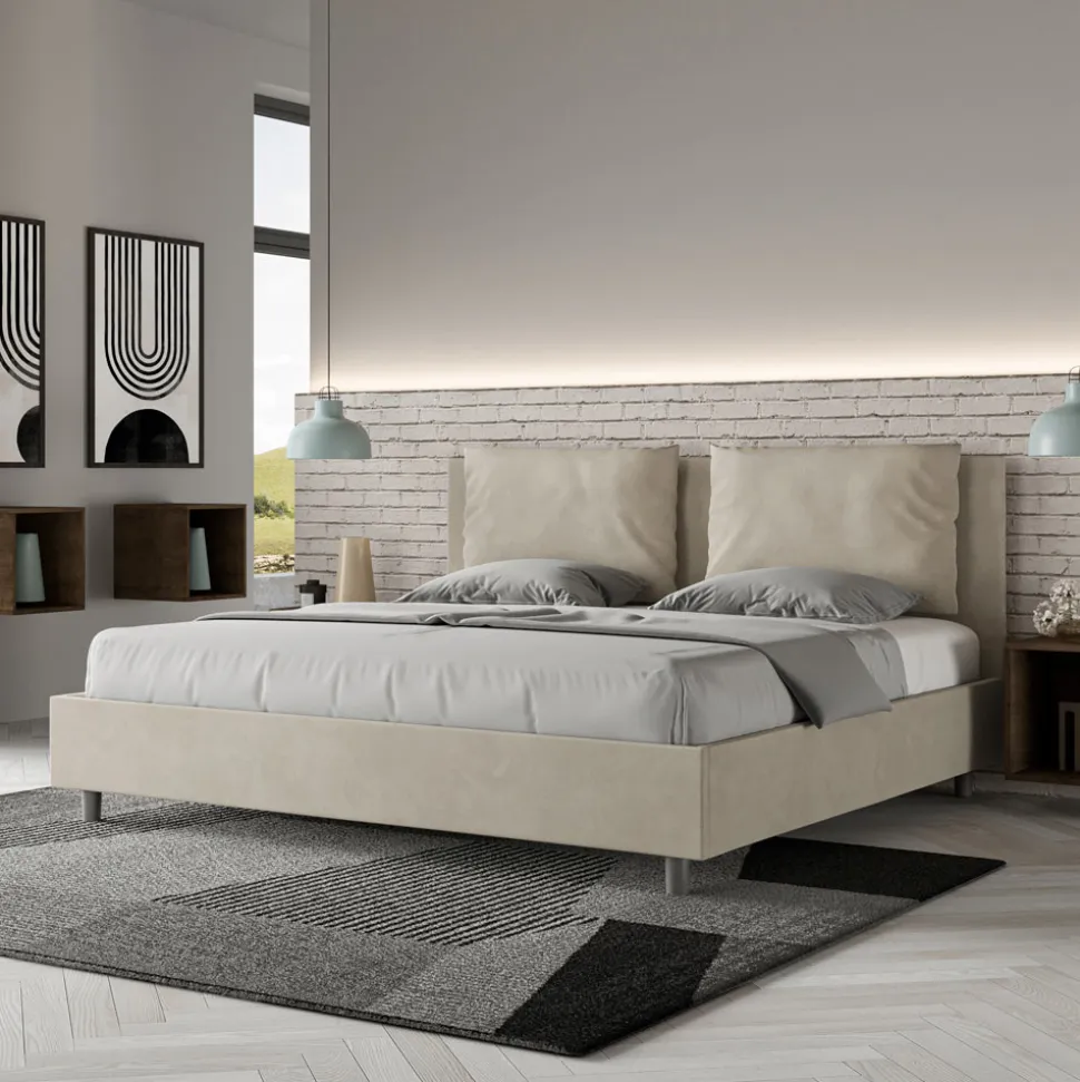 Letto 190x200 cm Testata con Cuscinatura in Microfibra Made in Italy - Olimpiadi