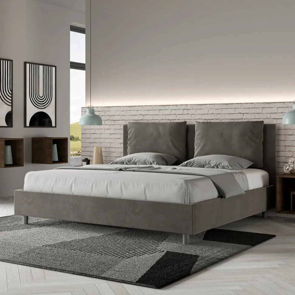 Letto 190x200 cm Testata con Cuscinatura in Microfibra Made in Italy - Olimpiadi