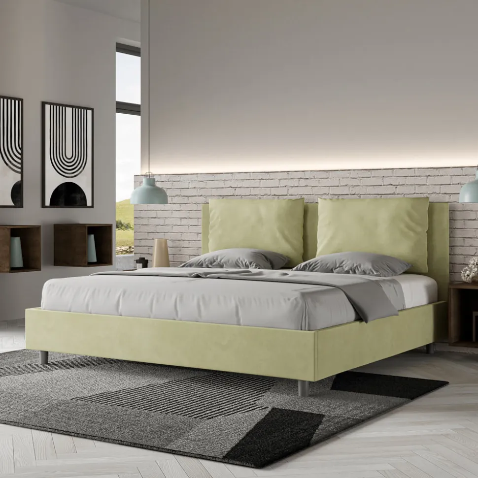 Letto 190x200 cm Testata con Cuscinatura in Microfibra Made in Italy - Olimpiadi