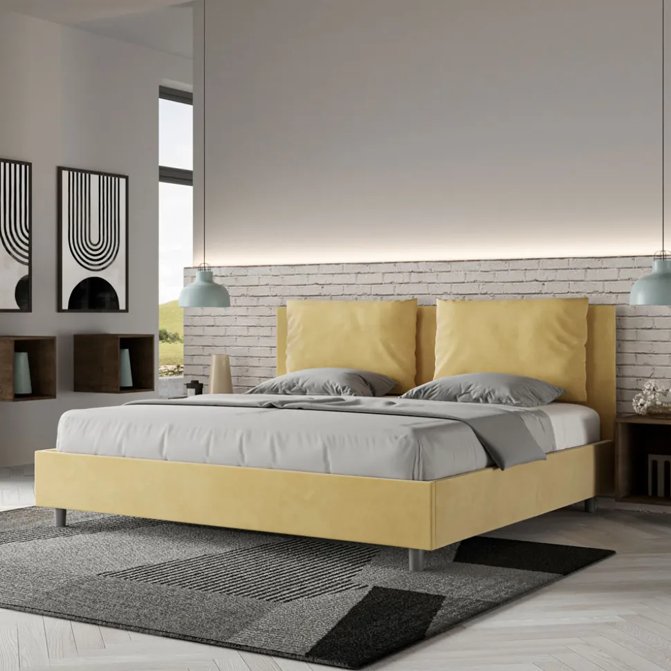 Letto 180x200 cm Testata con Cuscinatura in Microfibra Made in Italy - Olimpiadi