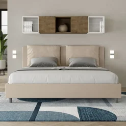 Letto 180x200 cm Testata con Cuscinatura in Similpelle Made in Italy - Olimpiadi