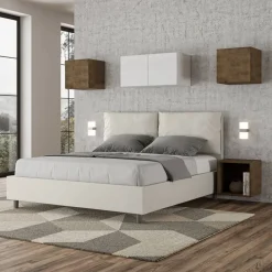 Letto 160x200 cm Testata con Cuscinatura in Similpelle Made in Italy - Olimpiadi