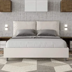 Letto 160x200 cm Testata con Cuscinatura in Similpelle Made in Italy - Olimpiadi
