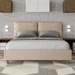 Letto 160x200 cm Testata con Cuscinatura in Similpelle Made in Italy - Olimpiadi
