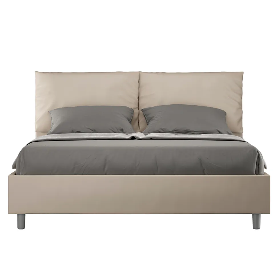 Letto 160x200 cm Testata con Cuscinatura in Similpelle Made in Italy - Olimpiadi
