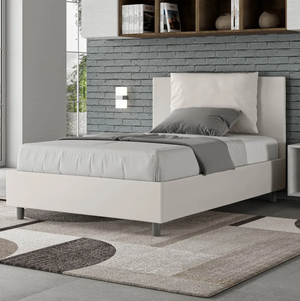 Letto 120x200 cm Testata con Cuscinatura in Similpelle Made in Italy - Olimpiadi