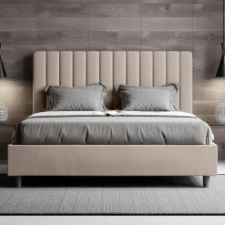 Letto 160x200 cm Testata con Linee Verticali Simmetriche Made in Italy - Guanto