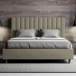 Letto 160x200 cm Testata con Linee Verticali Simmetriche Made in Italy - Guanto