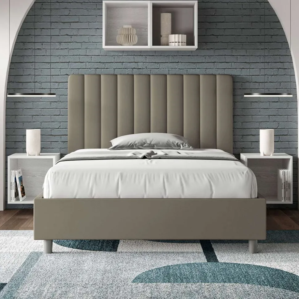 Letto 140x200 cm Testata con Linee Verticali Simmetriche Made in Italy - Guanto