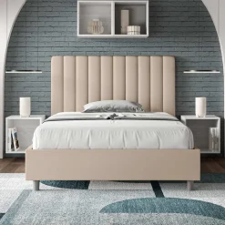Letto 140x200 cm Testata con Linee Verticali Simmetriche Made in Italy - Guanto