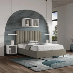 Letto 140x200 cm Testata con Linee Verticali Simmetriche Made in Italy - Guanto
