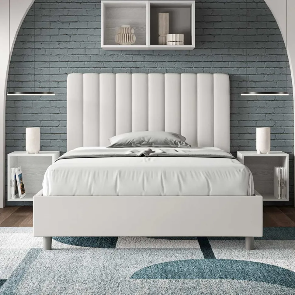 Letto 140x200 cm Testata con Linee Verticali Simmetriche Made in Italy - Guanto