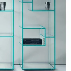 Libreria a Colonna in Vetro Extrachiaro o Fumè da Salotto Made in Italy - Linzy