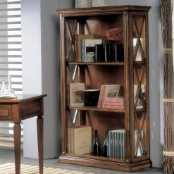 Libreria Alta con Struttura in Legno e Vani a Giorno Made in Italy - Fauno