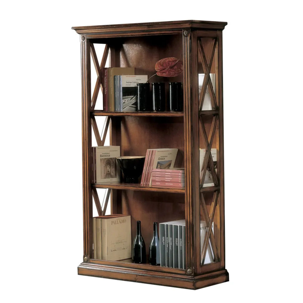 Libreria Alta con Struttura in Legno e Vani a Giorno Made in Italy - Fauno