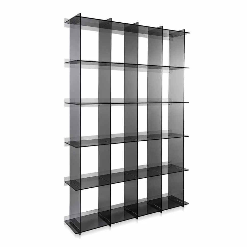 Libreria a muro design moderno in plexiglass fumé Sfera4
