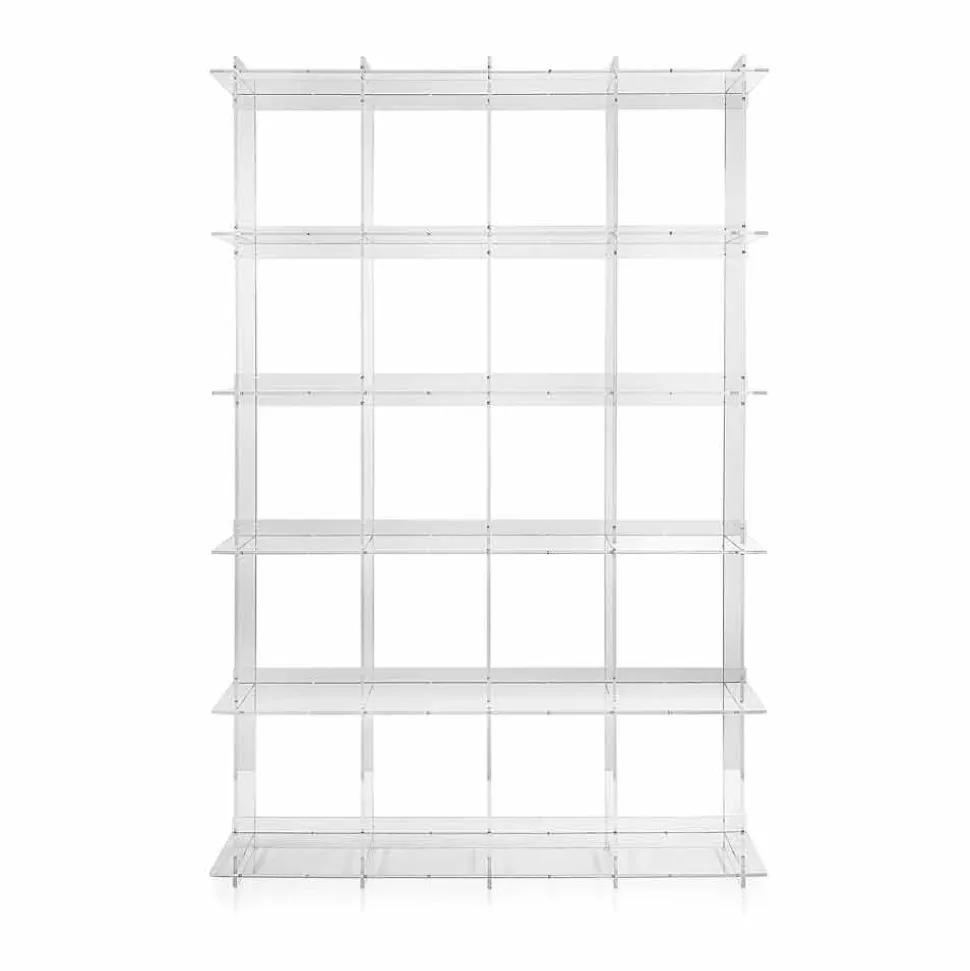 Libreria a muro design moderno in plexiglass trasparente Sfera4