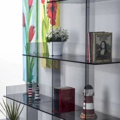 Libreria a muro fumé Sfera3 L180 x H180 x P30 cm, made in Italy