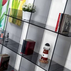 Libreria a muro fumé Sfera3 L180 x H180 x P30 cm, made in Italy