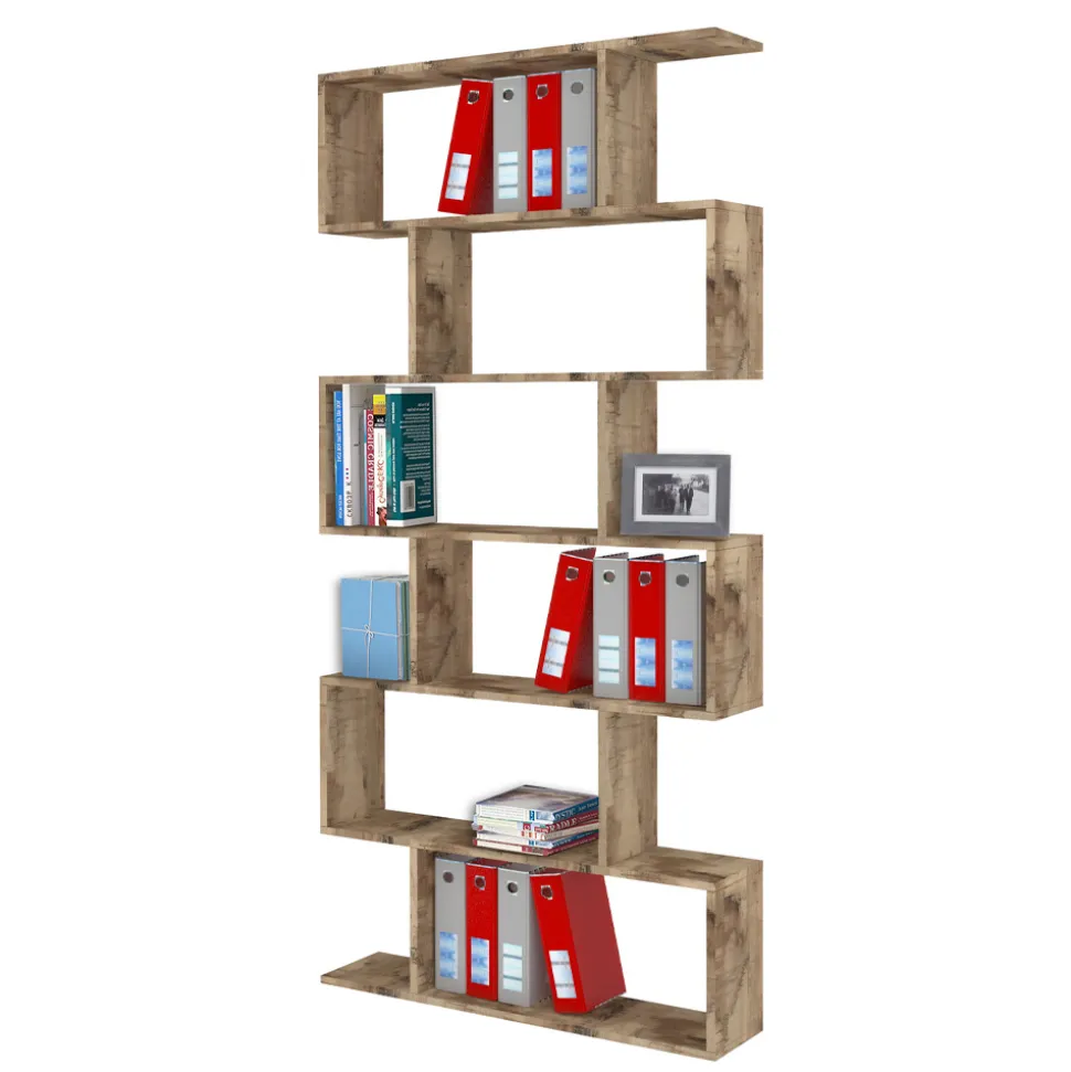 Libreria a Parete Design Verticale Salotto in Legno 3 Finiture - Minetta