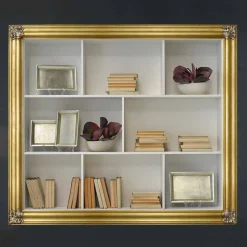 Libreria a parete in legno di geloton prodotta in Italia Giulio